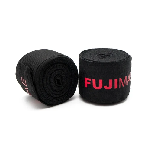 Owijki pod rękawice bokserskie V2 czarne z czerwonym napisem FUJIMAE