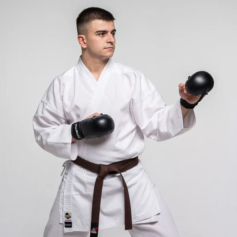aRękawice karate WKF do kumite w kolorze czarnym